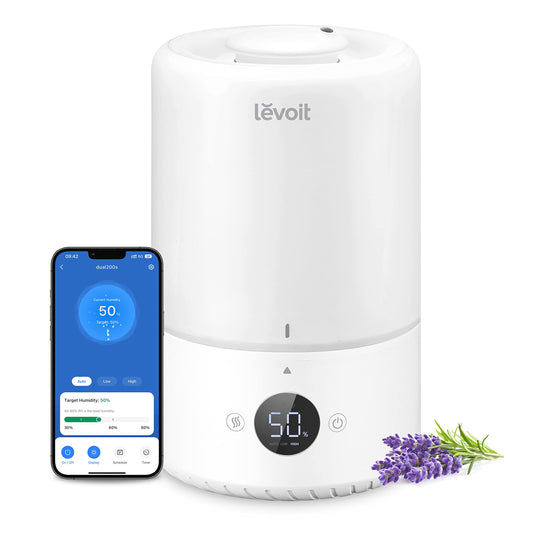 LEVOIT Top Fill Humidifiers for Bedroom, 2.5L Tank for Large Room, Easy to Fill & Clean, 28dB Quiet Cool Mist Air Humidifier for Home Baby Nursery & Plants, Auto Shut-off and BPA-Free for Safety, 25H