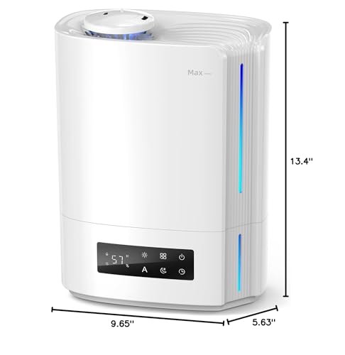 BREEZOME 6L Humidifiers for Bedroom Large Room & Essential Oil Diffuser, Ultrasonic Top Fill Cool Mist Humidifiers for Baby, Plants, Nursery Last up to 60 Hours, Smart Humidistat Control, Quiet, Black