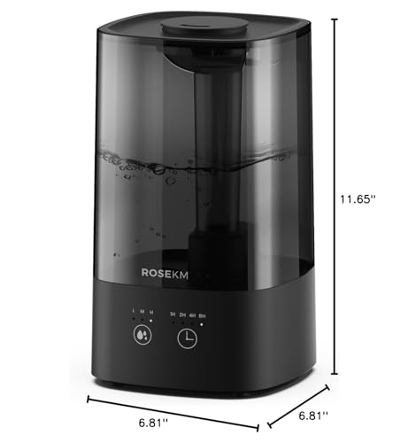 Humidifiers for Bedroom, 2.0L Cool Mist Humidifier for Home Plant and Baby Nursery, Quiet Ultrasonic Humidifier with 360° Nozzle, Auto Shut-Off, Filterless, Black