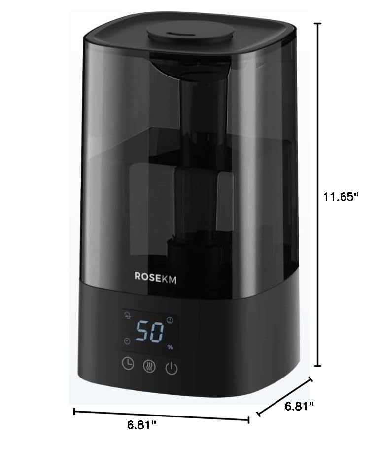 Humidifiers for Bedroom, 2.0L Cool Mist Humidifier for Home Plant and Baby Nursery, Quiet Ultrasonic Humidifier with 360° Nozzle, Auto Shut-Off, Filterless, Black