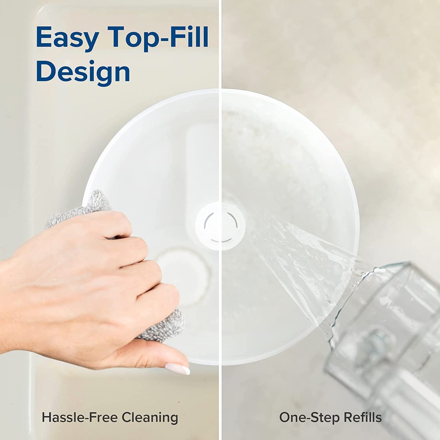 LEVOIT Top Fill Humidifiers for Bedroom, 2.5L Tank for Large Room, Easy to Fill & Clean, 28dB Quiet Cool Mist Air Humidifier for Home Baby Nursery & Plants, Auto Shut-off and BPA-Free for Safety, 25H