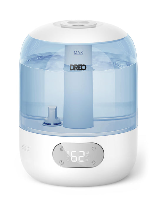 Dreo Humidifiers for Bedroom, 3L Top Fill 30H & 26dB Quiet Runtime for Large Room, Cool Mist Ultrasonic Humidifier with Humidity Sensor, Night Light for Home, Baby, Nursery, Plants, 360° Nozzle, White