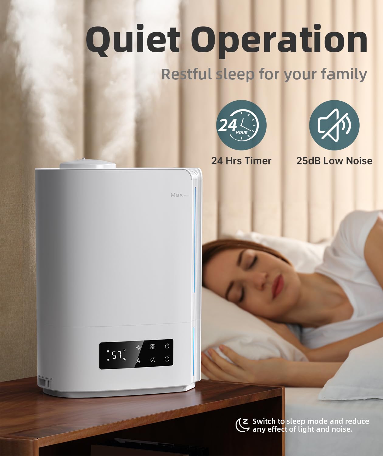 BREEZOME 6L Humidifiers for Bedroom Large Room & Essential Oil Diffuser, Ultrasonic Top Fill Cool Mist Humidifiers for Baby, Plants, Nursery Last up to 60 Hours, Smart Humidistat Control, Quiet, Black