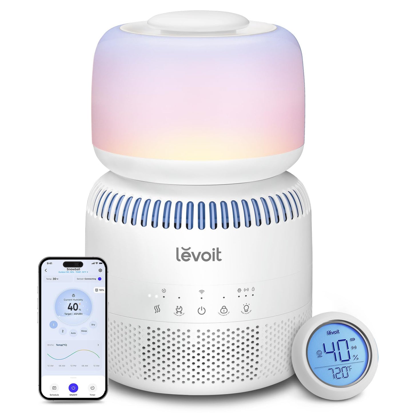 LEVOIT Top Fill Humidifiers for Bedroom, 2.5L Tank for Large Room, Easy to Fill & Clean, 28dB Quiet Cool Mist Air Humidifier for Home Baby Nursery & Plants, Auto Shut-off and BPA-Free for Safety, 25H