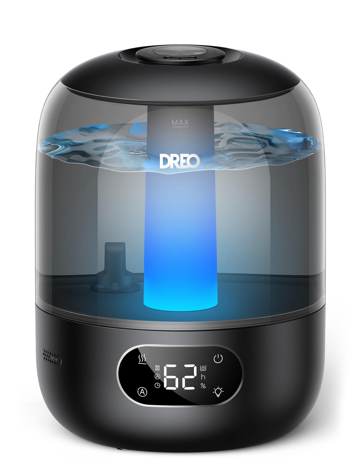 Dreo Humidifiers for Bedroom, 3L Top Fill 30H & 26dB Quiet Runtime for Large Room, Cool Mist Ultrasonic Humidifier with Humidity Sensor, Night Light for Home, Baby, Nursery, Plants, 360° Nozzle, White