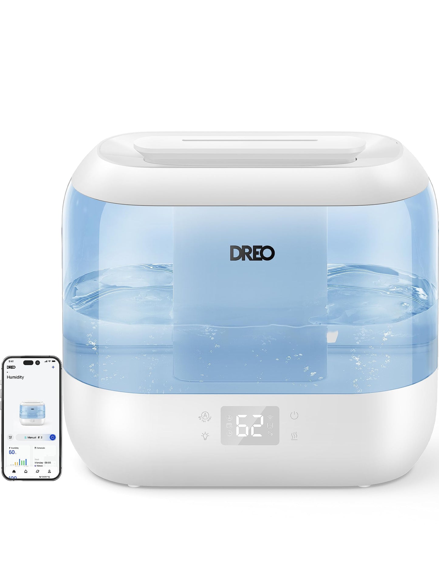 Dreo Humidifiers for Bedroom, Top Fill 4L Supersized Cool Mist Humidifier, 36H Runtime, 28 dB Quiet Ultrasonic Air Humidifier for Large Room, Plants, Baby Nursery, Indoor, Night Light, Easy to Clean