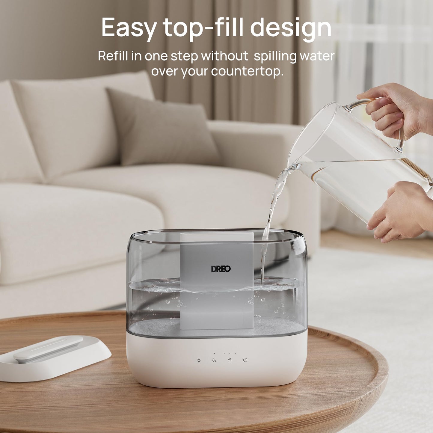 Dreo Humidifiers for Bedroom, Top Fill 4L Supersized Cool Mist Humidifier, 36H Runtime, 28 dB Quiet Ultrasonic Air Humidifier for Large Room, Plants, Baby Nursery, Indoor, Night Light, Easy to Clean