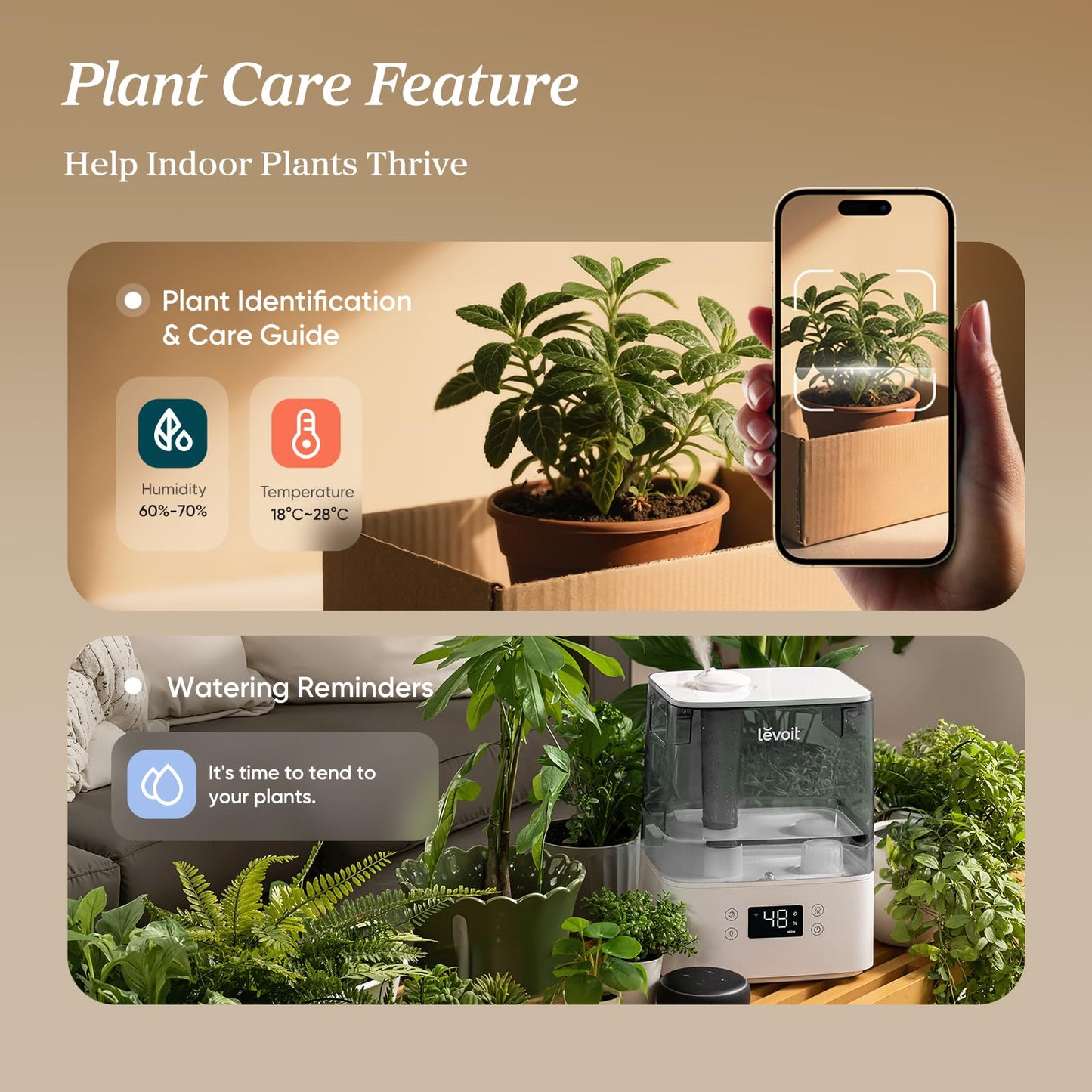 LEVOIT Smart Humidifiers for Bedroom Large Room Home,(6L) Cool Mist Top Fill Essential Oil Diffuser for Baby & Plants,Smart App & Voice Control, Rapid Humidification & Auto Mode-Quiet Sleep Mode, Gray