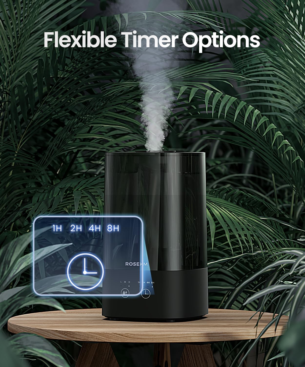 Humidifiers for Bedroom, 2.0L Cool Mist Humidifier for Home Plant and Baby Nursery, Quiet Ultrasonic Humidifier with 360° Nozzle, Auto Shut-Off, Filterless, Black