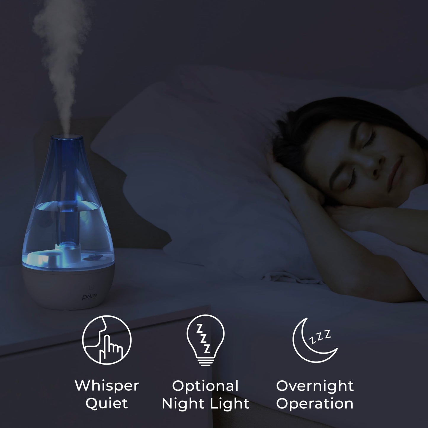 Pure Enrichment MistAire Ultrasonic Cool Mist Humidifier - Quiet Air Humidifier for Bedroom, Nursery, Office, & Indoor Plants - Lasts Up To 25 Hours
