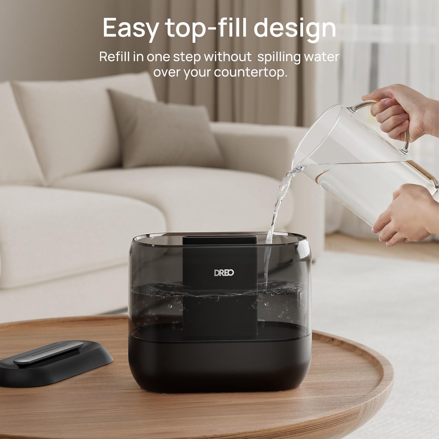 Dreo Humidifiers for Bedroom, Top Fill 4L Supersized Cool Mist Humidifier, 36H Runtime, 28 dB Quiet Ultrasonic Air Humidifier for Large Room, Plants, Baby Nursery, Indoor, Night Light, Easy to Clean