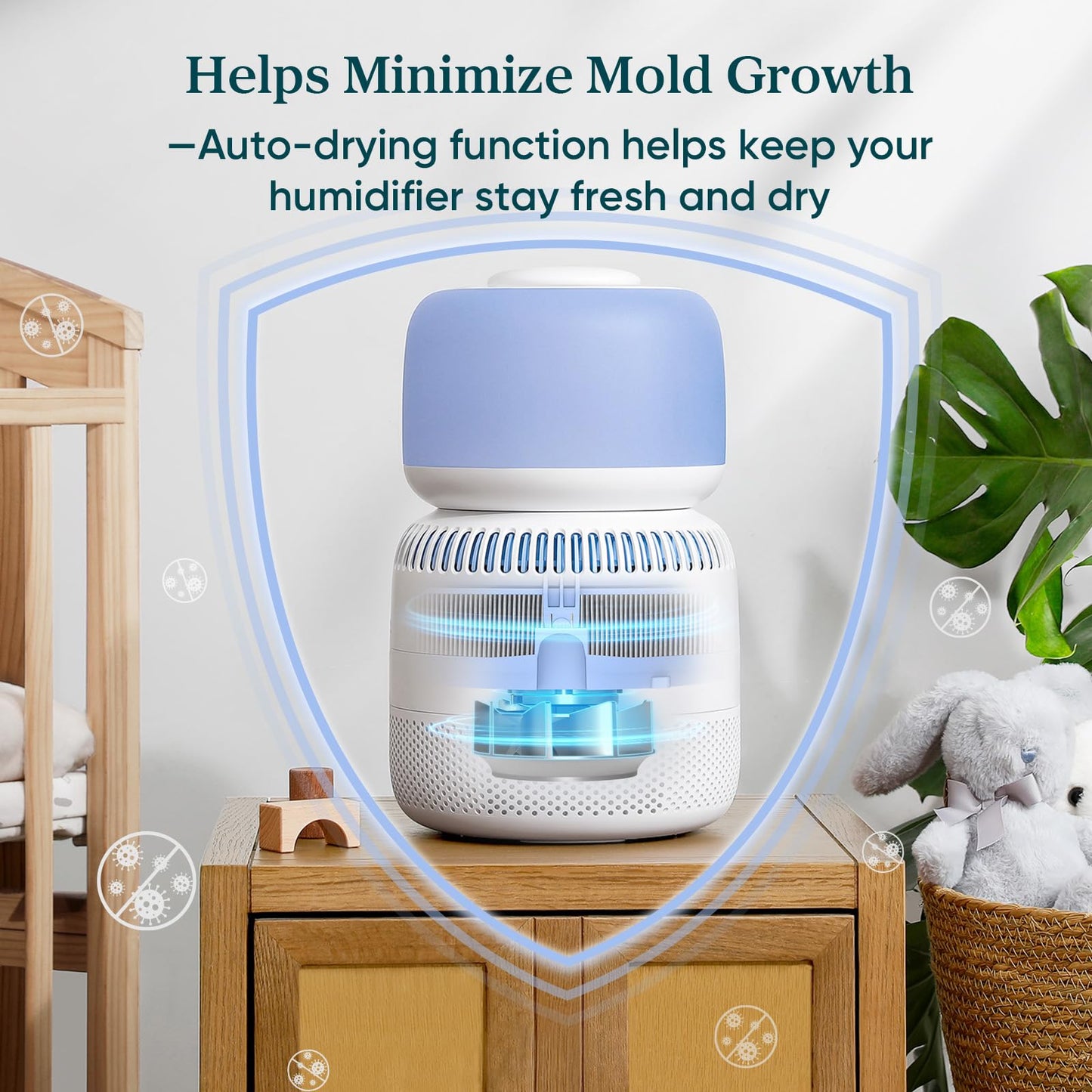 LEVOIT Top Fill Humidifiers for Bedroom, 2.5L Tank for Large Room, Easy to Fill & Clean, 28dB Quiet Cool Mist Air Humidifier for Home Baby Nursery & Plants, Auto Shut-off and BPA-Free for Safety, 25H