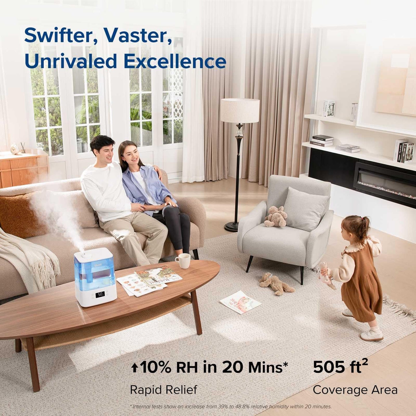 LEVOIT Smart Humidifiers for Bedroom Large Room Home,(6L) Cool Mist Top Fill Essential Oil Diffuser for Baby & Plants,Smart App & Voice Control, Rapid Humidification & Auto Mode-Quiet Sleep Mode, Gray