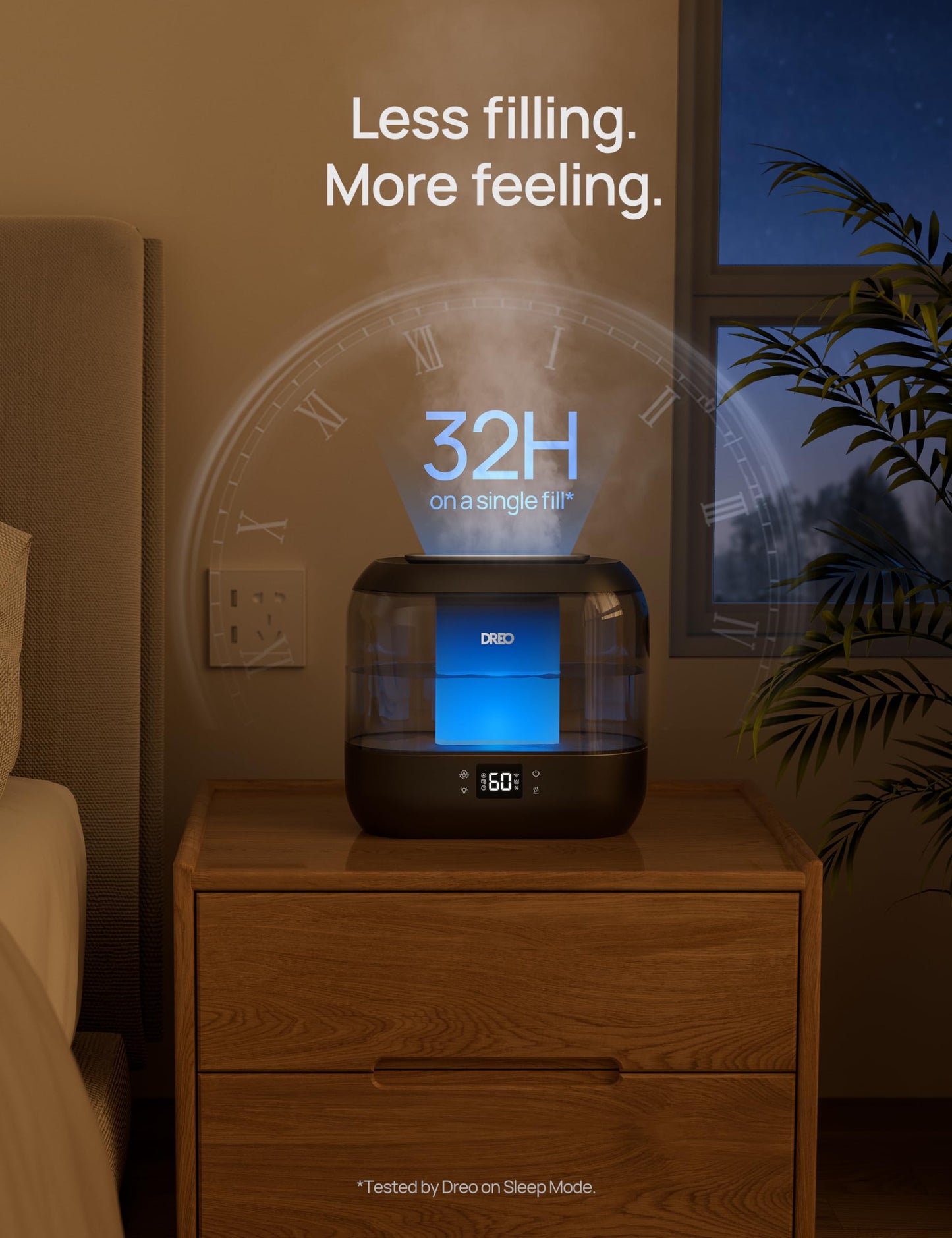 Dreo Humidifiers for Bedroom, Top Fill 4L Supersized Cool Mist Humidifier, 36H Runtime, 28 dB Quiet Ultrasonic Air Humidifier for Large Room, Plants, Baby Nursery, Indoor, Night Light, Easy to Clean