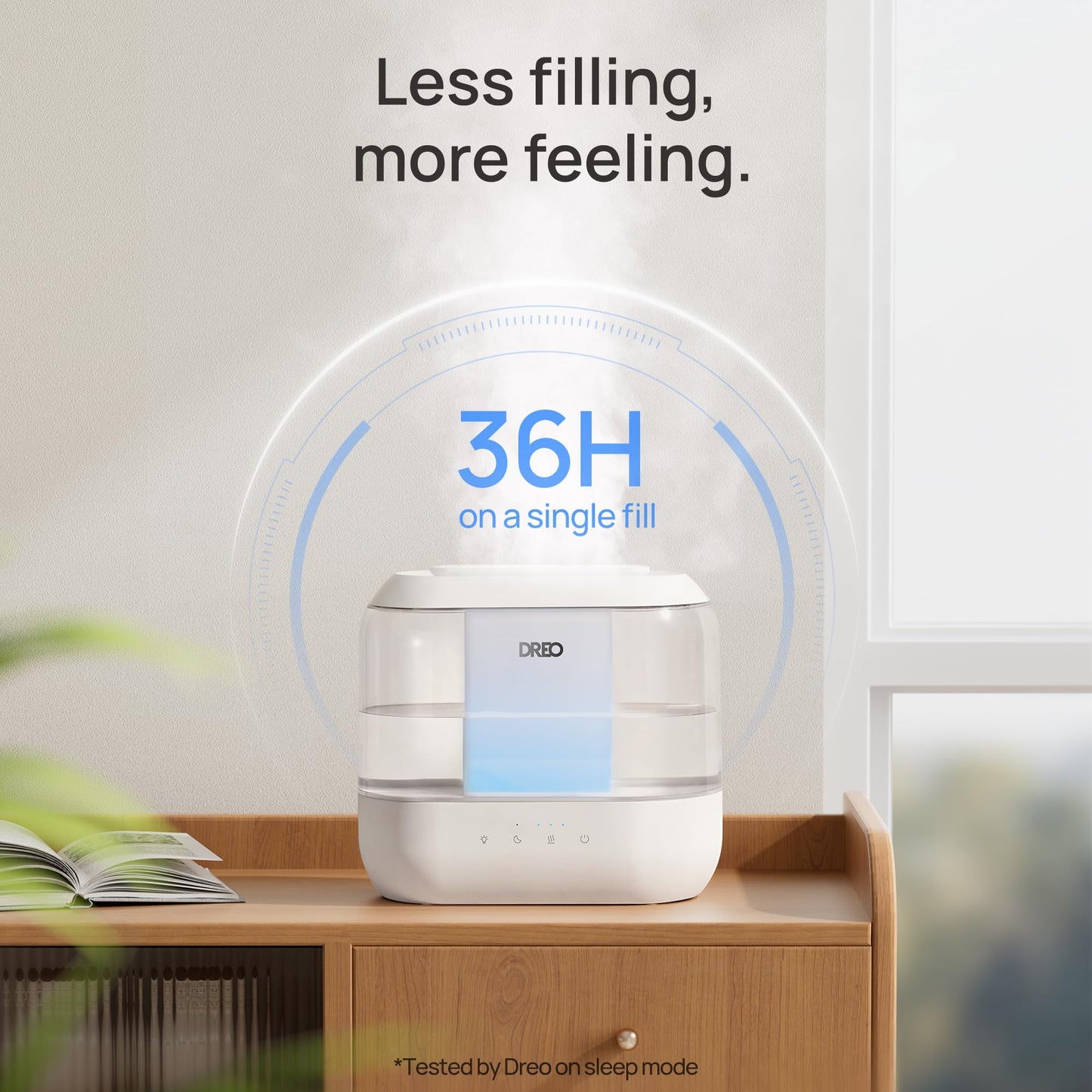 Dreo Humidifiers for Bedroom, Top Fill 4L Supersized Cool Mist Humidifier, 36H Runtime, 28 dB Quiet Ultrasonic Air Humidifier for Large Room, Plants, Baby Nursery, Indoor, Night Light, Easy to Clean