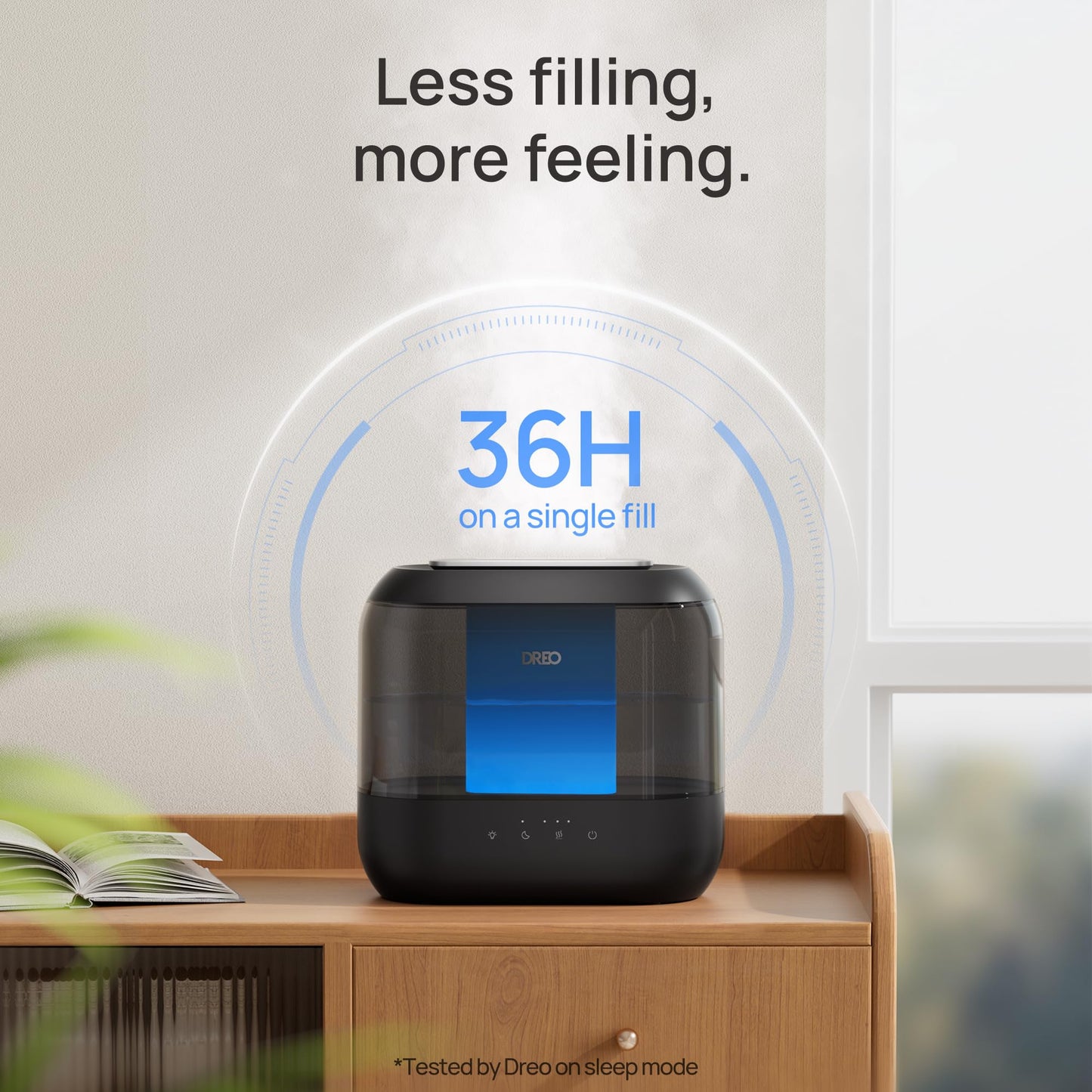 Dreo Humidifiers for Bedroom, Top Fill 4L Supersized Cool Mist Humidifier, 36H Runtime, 28 dB Quiet Ultrasonic Air Humidifier for Large Room, Plants, Baby Nursery, Indoor, Night Light, Easy to Clean