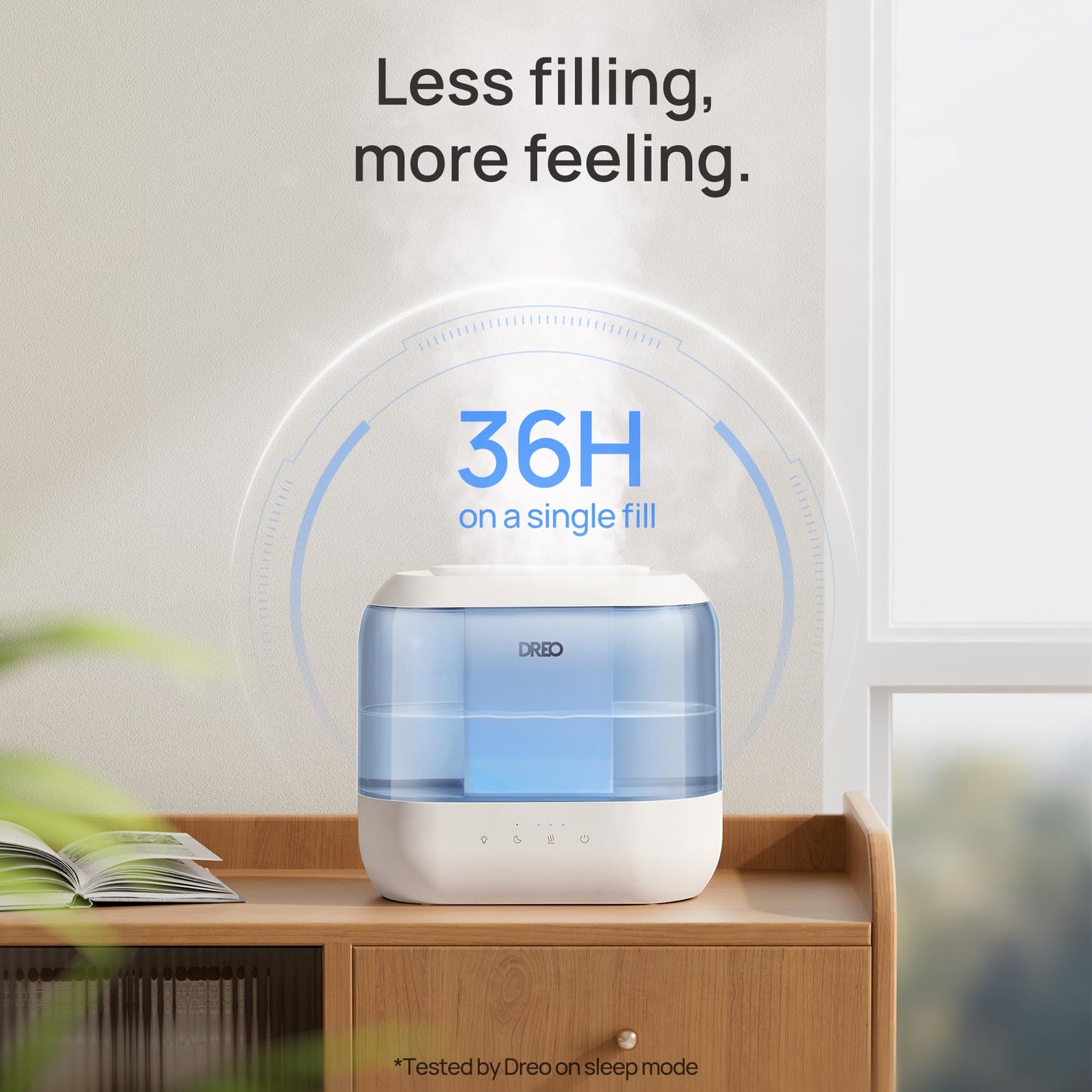 Dreo Humidifiers for Bedroom, Top Fill 4L Supersized Cool Mist Humidifier, 36H Runtime, 28 dB Quiet Ultrasonic Air Humidifier for Large Room, Plants, Baby Nursery, Indoor, Night Light, Easy to Clean