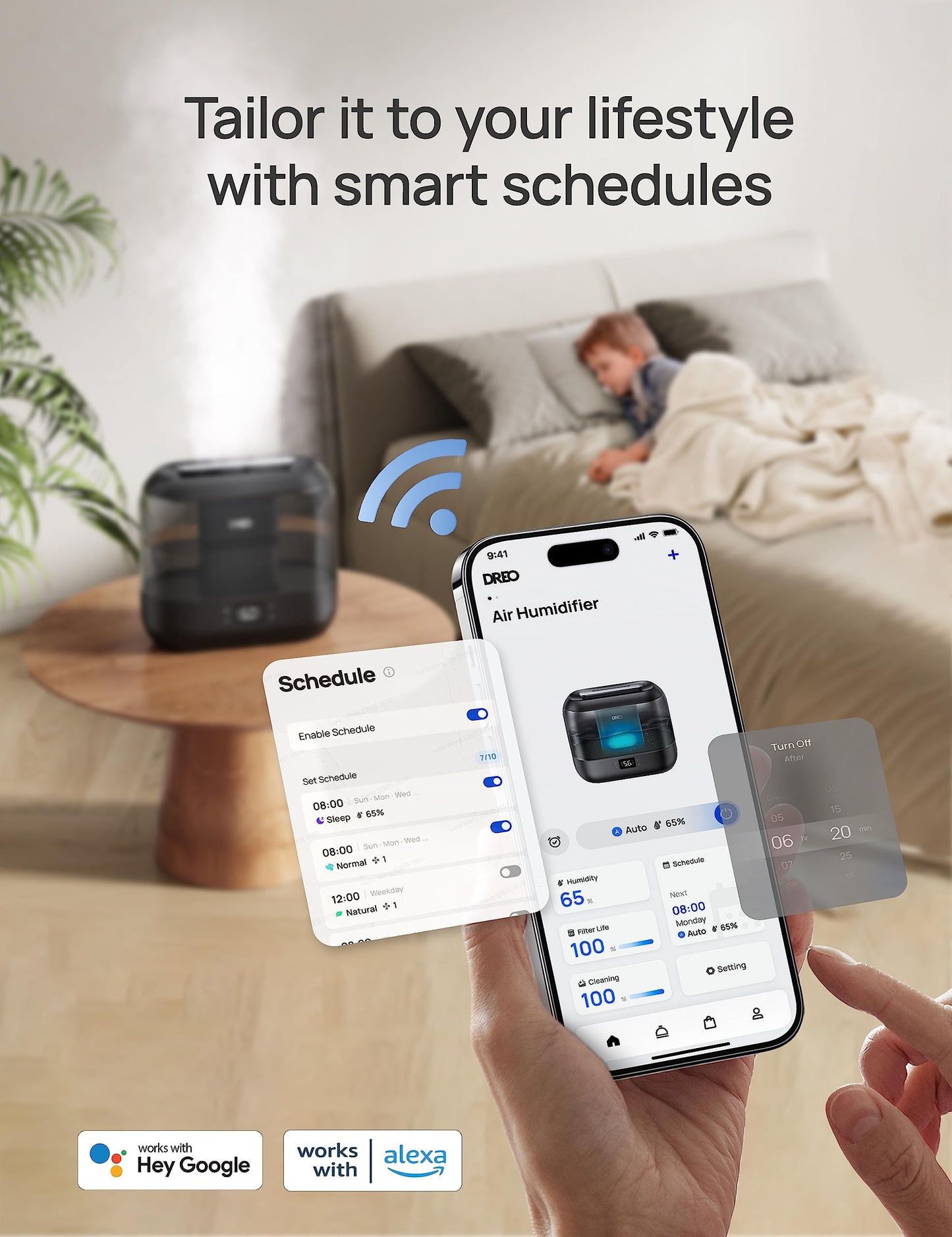 Dreo Humidifiers for Bedroom, Top Fill 4L Supersized Cool Mist Humidifier, 36H Runtime, 28 dB Quiet Ultrasonic Air Humidifier for Large Room, Plants, Baby Nursery, Indoor, Night Light, Easy to Clean