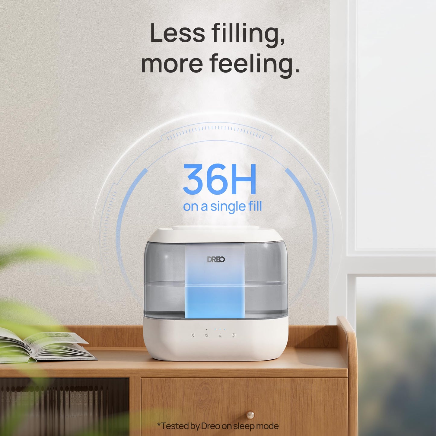 Dreo Humidifiers for Bedroom, Top Fill 4L Supersized Cool Mist Humidifier, 36H Runtime, 28 dB Quiet Ultrasonic Air Humidifier for Large Room, Plants, Baby Nursery, Indoor, Night Light, Easy to Clean