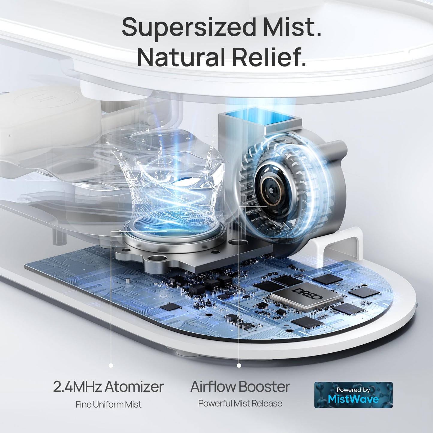 Dreo Humidifiers for Bedroom, Top Fill 4L Supersized Cool Mist Humidifier, 36H Runtime, 28 dB Quiet Ultrasonic Air Humidifier for Large Room, Plants, Baby Nursery, Indoor, Night Light, Easy to Clean